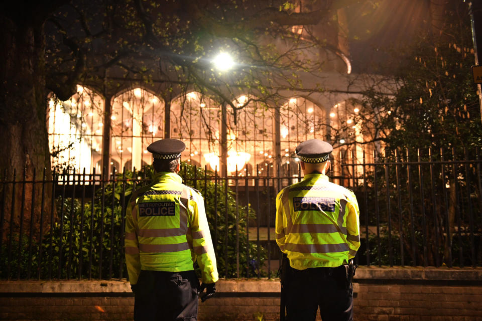 <em>London Central Mosque, near Regent’s Park, London was surrounded by police after the man was found stabbed in a nearby street (Picture: Dominic Lipinski/PA Wire)</em>