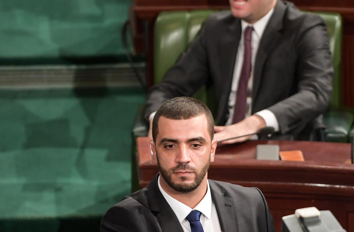 Rached Khiari devant l'Assemblée tunisienne, à Tunis, le 8 décembre 2019. - FETHI BELAID / AFP