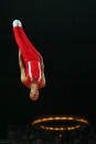 LONDON, ENGLAND - AUGUST 03: Peter Jensen of Denmark competes on the Men's Trampoline during Day 7 of the London 2012 Olympic Games at North Greenwich Arena on August 3, 2012 in London, England. (Photo by Cameron Spencer/Getty Images)