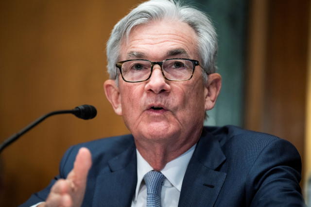 Fed Chairman Jerome Powell testifies during the Senate Banking Committee hearing titled 