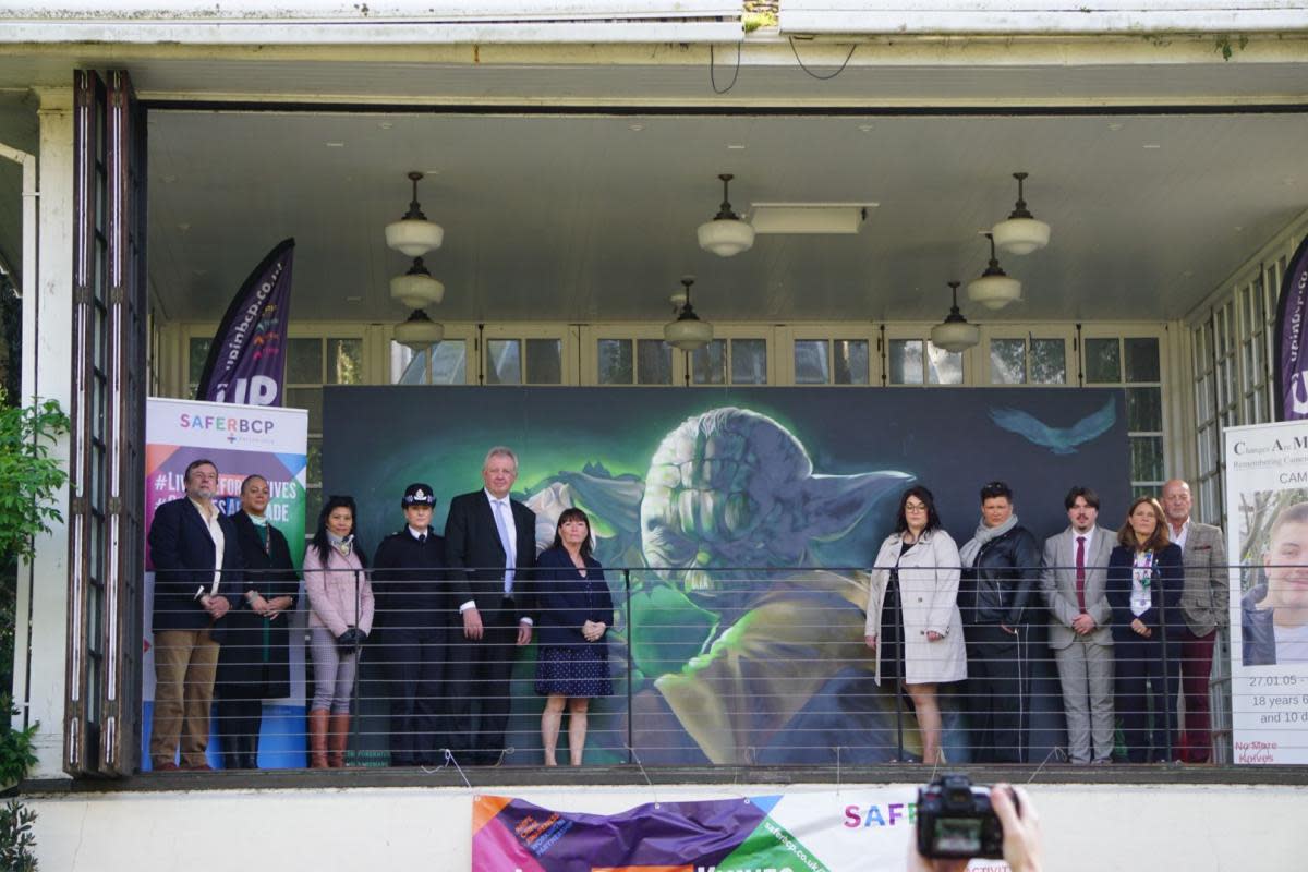 The Lives Before Knives Campaign stood in front of the graffiti artwork <i>(Image: NQ)</i>
