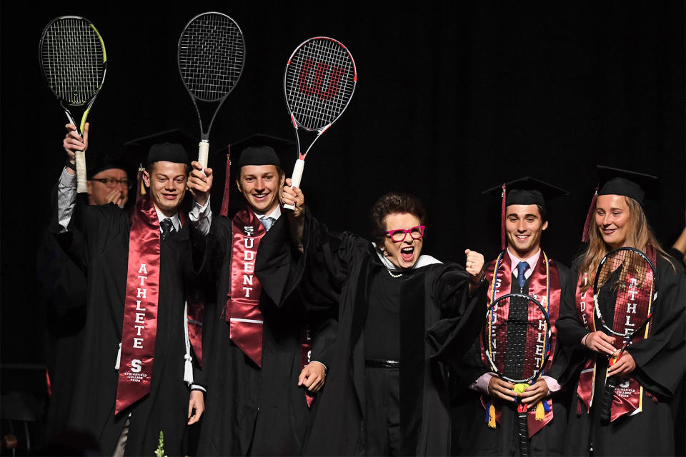 <p>"Don't let others define you, because believe me, they will try, but don't you dare let them define you. You define yourself in your life," the tennis icon said in her May 15 address at Springfield College. </p>