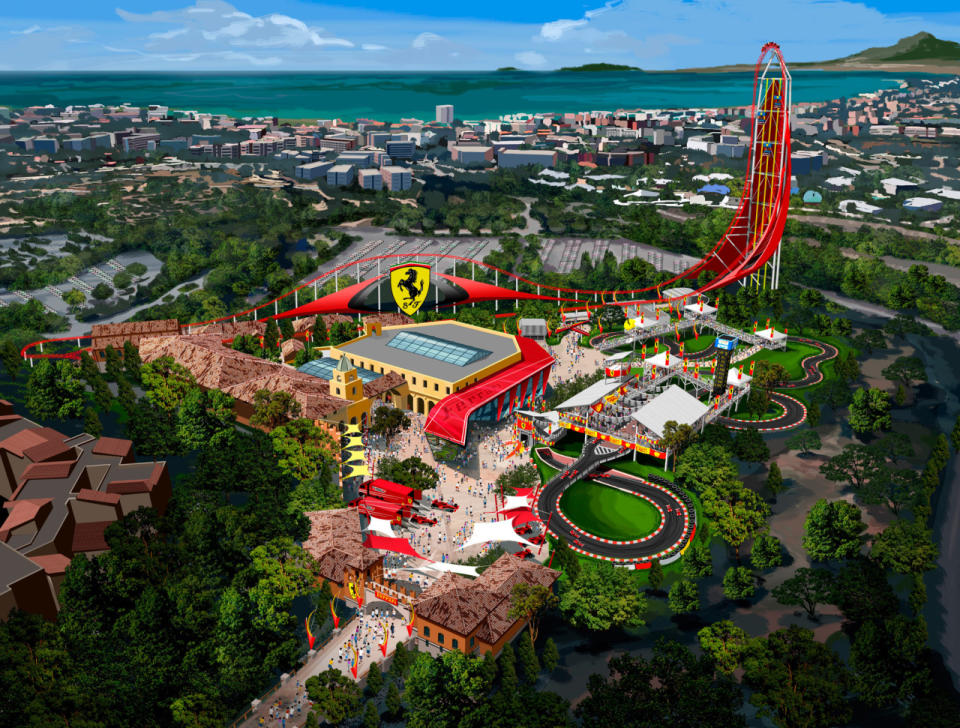 Highlight in Europas erstem „Ferrari Land“ im spanischen Freizeitpark „PortAventura“ soll ein „Accelerator Coaster“ werden. Hierbei handelt es sich um eine Achterbahn, die nach Fertigstellung im Jahr 2017 mit stolzen 112 Metern die größte in ganz Europa werden soll. Zudem sehen die Wagen nicht nur so aus wie der feuerrote Formel-1-Flitzer, sondern sie fühlen sich auch so an. Die Attraktion soll nämlich in fünf Sekunden von 0 auf 180 Stundenkilometer beschleunigen können. Auch folgenden Achterbahnen haben es in sich: (Bild-Copyright: PortAventura World)