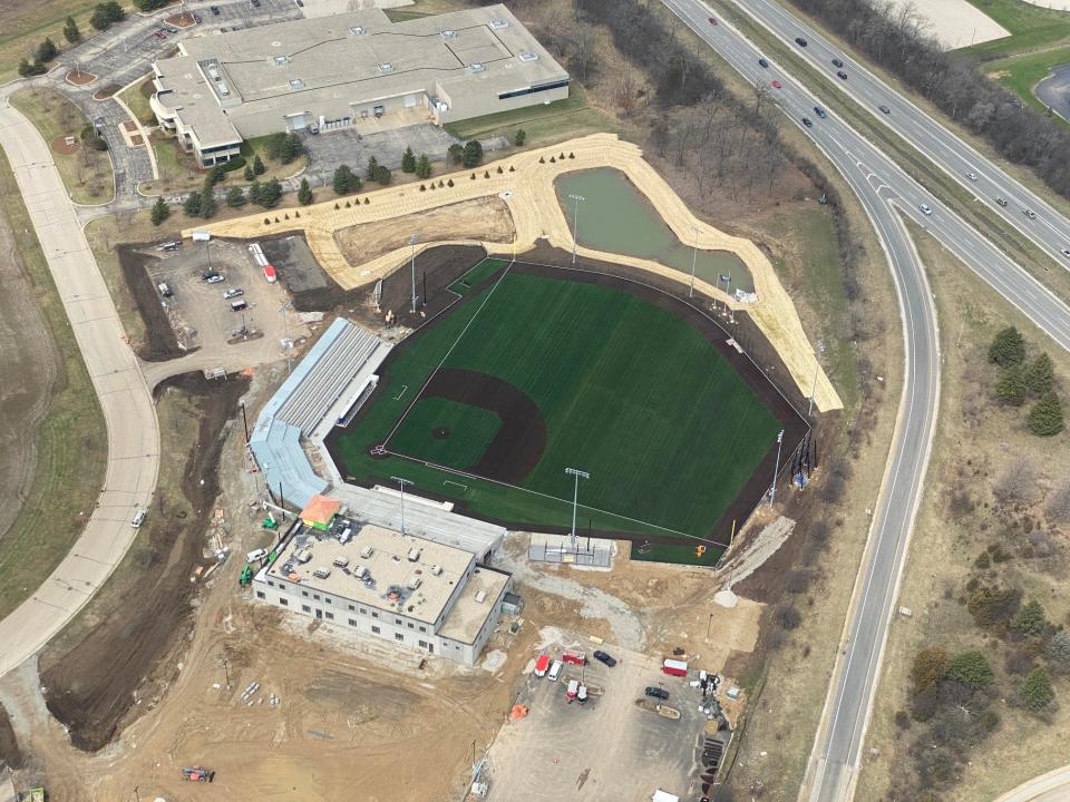 An aerial view of the Lake Country DockHounds ballpark.