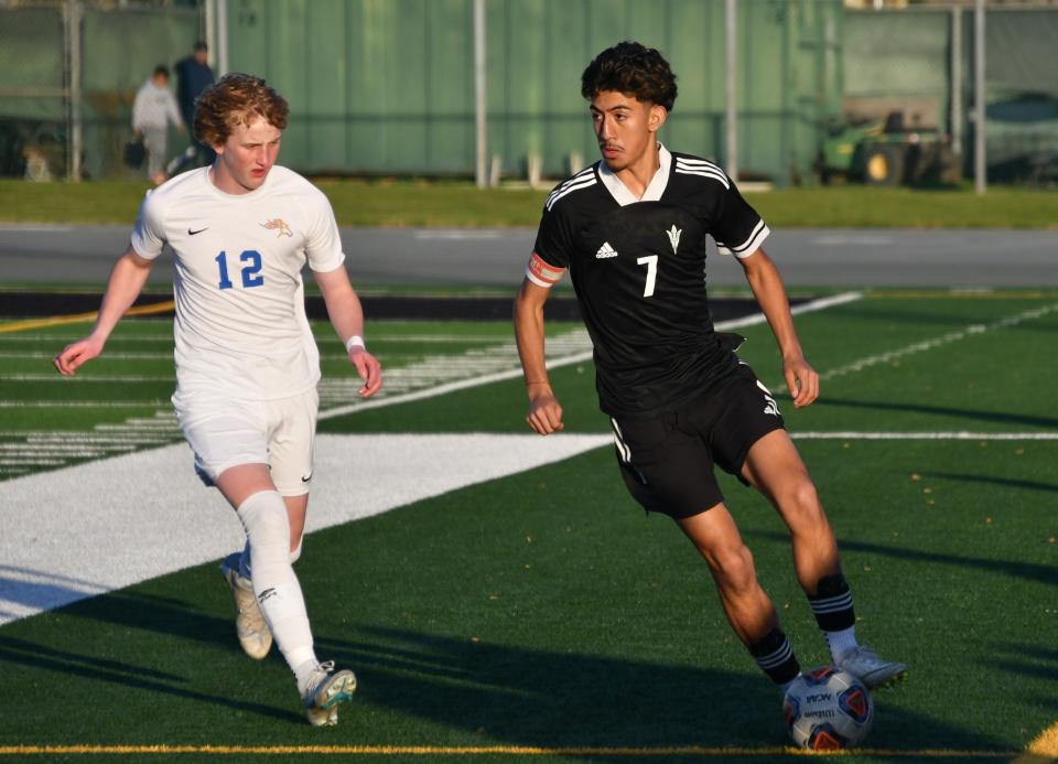 Pacifica's Michael Sauceda (right) was named the co-Offensive Player of the Year in the Channel League.