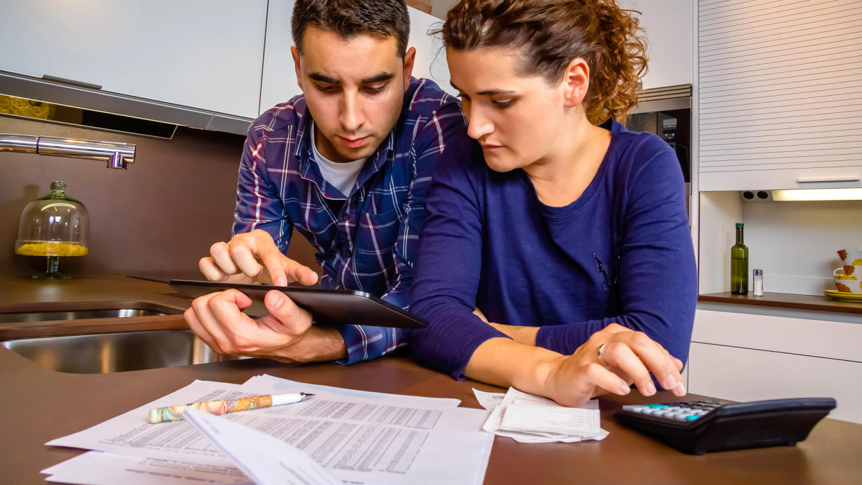 couple working on finances