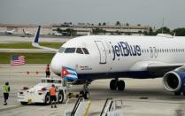 JetBlue Flight 386 departs for Cuba from Fort Lauderdale airport, Florida, on August 31, 2016