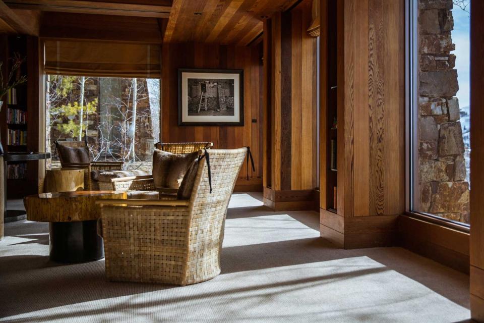 A luxurious lounge space at the Amangani resort in Wyoming