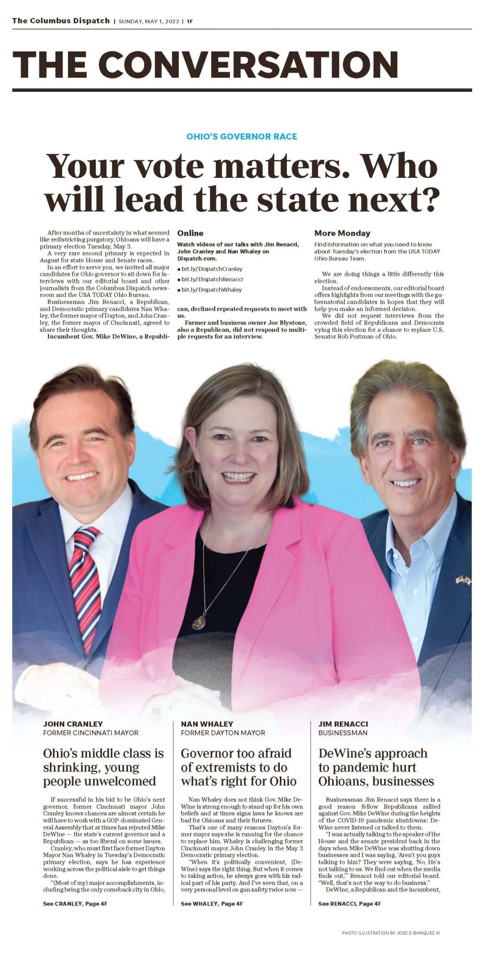 The May 1 2022 cover of the Columbus Dispatch's Conversation section