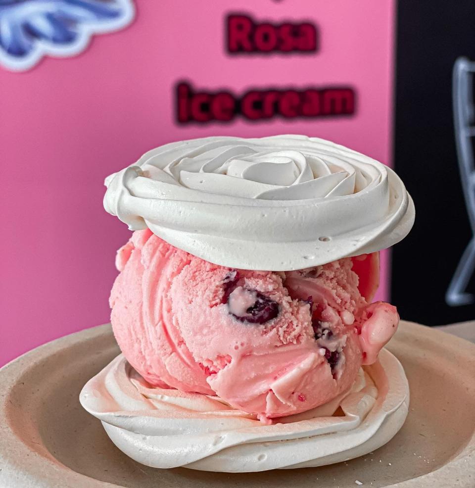 A favorite scoop gets a luxe touch of meringue at Rosa Ice Cream in Jupiter.