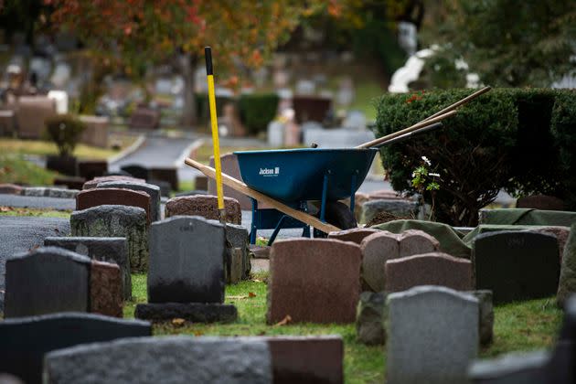 Equipment sits ready for a burial. (Photo: Damon Dahlen/HuffPost)