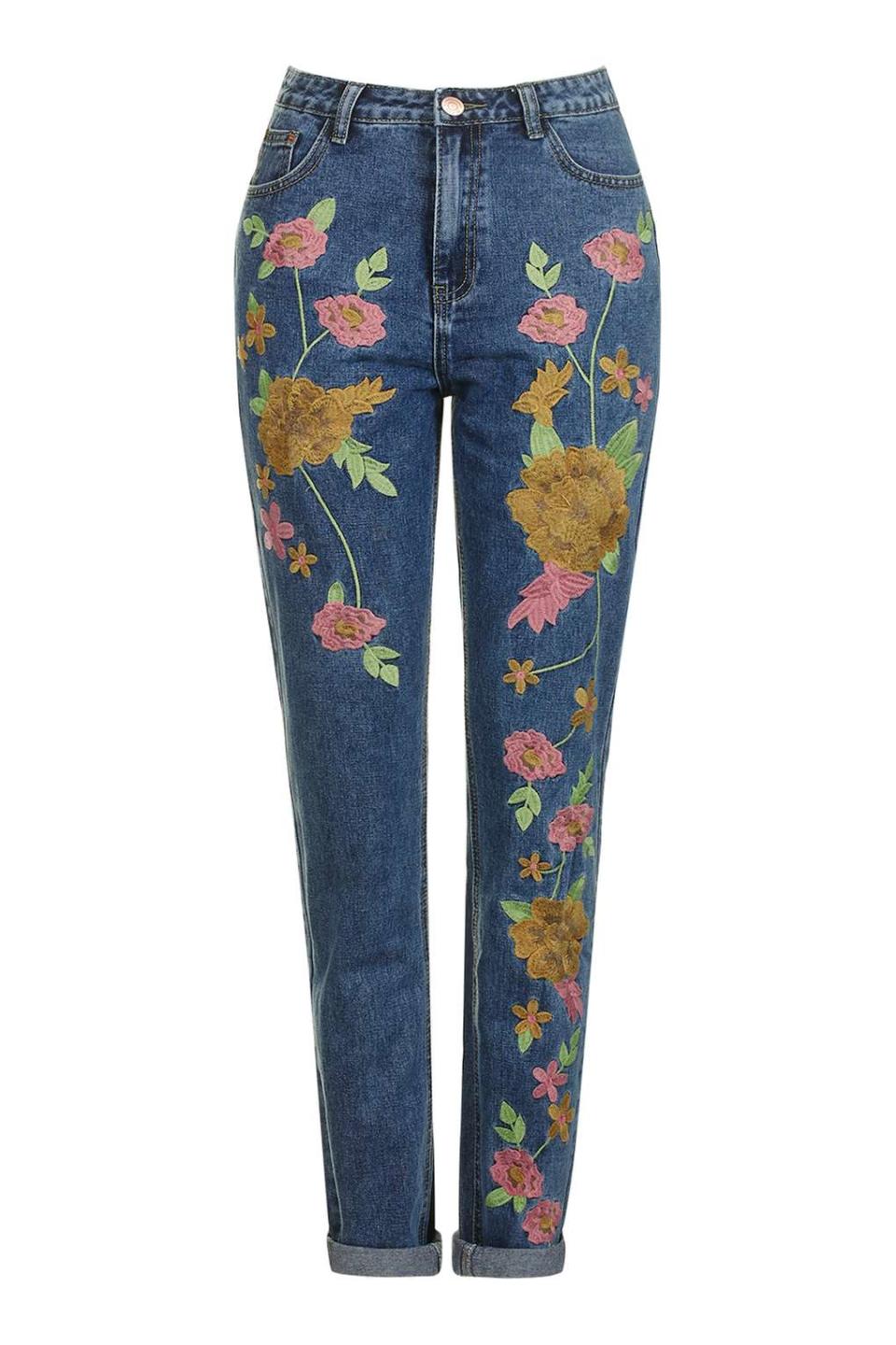 <p><i><a rel="nofollow noopener" href="http://www.glamorous.com/mid-blue-floral-embroidered-jeans.html?gclid=CLjDqs6kt88CFcgp0wod2D4PXw#191=72" target="_blank" data-ylk="slk:Glamorous, £25;elm:context_link;itc:0;sec:content-canvas" class="link ">Glamorous, £25</a></i></p>