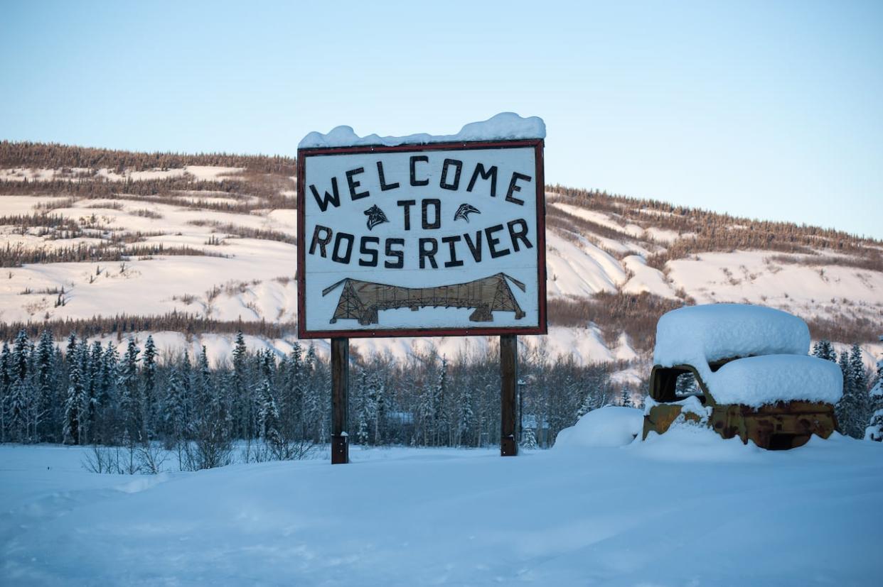 A sign leading into the community of Ross River, Yukon. The Ross River Dena Council is appealing last month's court ruling on consultation over the Kudz Ze Kayah mining project. (Julien Gignac/CBC - image credit)