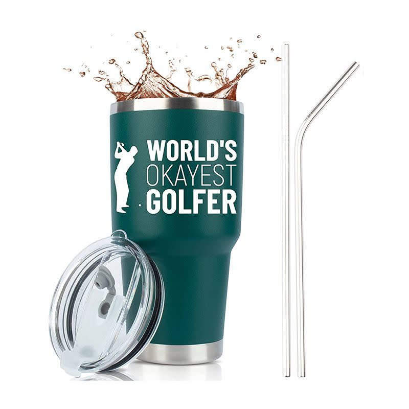 27) World's Okayest Golfer Insulated Travel Tumbler