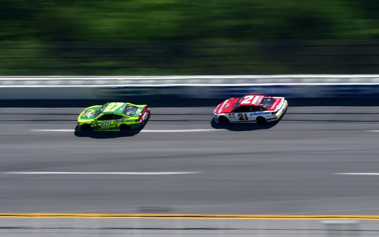 Menard (L) will drive the No. 21 in 2018 as Blaney (R) moves to the No. 12. (Getty)