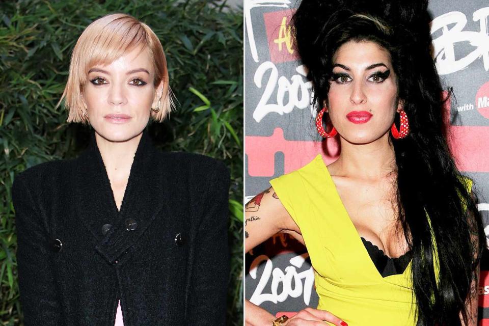 <p>Daniele Venturelli/WireImage; Dave Hogan/Getty</p> Lily Allen; Amy Winehouse