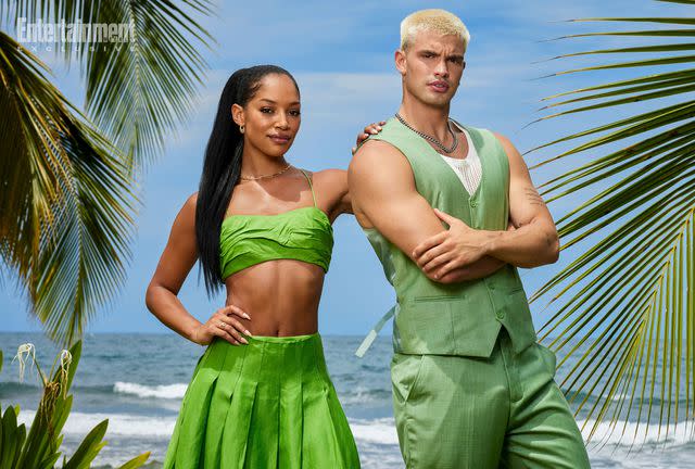 <p>Patrick Ecclesine/NBC</p> Kamari Love and Ben Crofchick on 'Deal or No Deal Island'