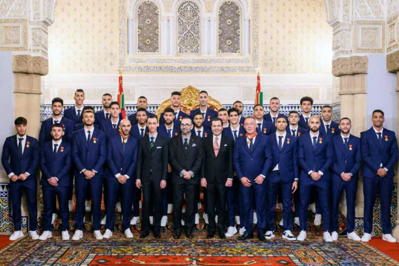 摩洛哥足球隊接受王室表揚。（圖／美聯社）