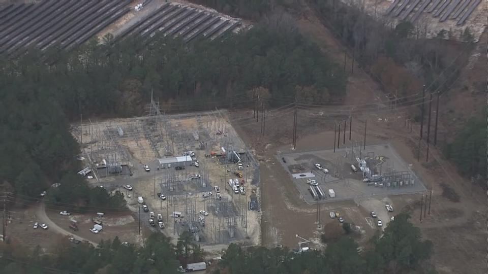 Two power substations in a North Carolina county were damaged by gunfire in what is being investigated as a criminal act, causing damage that could take days to repair and leaving tens of thousands of people without electricity, authorities said.