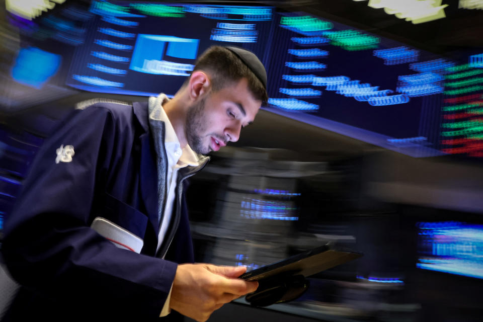 A trader works on the floor of the New York Stock Exchange (NYSE) in New York City, U.S., July 24, 2023.  REUTERS/Brendan McDermid