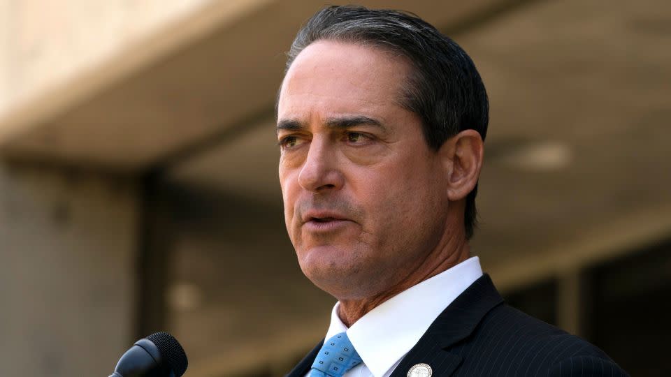 Orange County District Attorney Todd Spitzer speaks during a news conference in Santa Ana, California, on May 16, 2022. - Jae C. Hong/AP