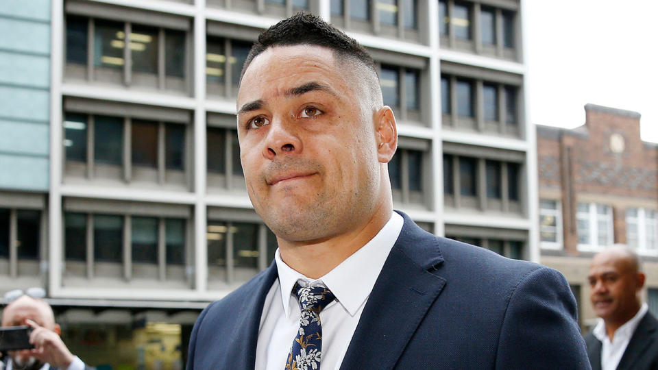 Pictured here, Jarryd Hayne appeared before a Newcastle court on Monday.