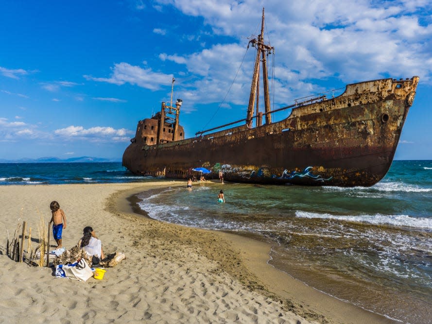 Shipwreck Agios Dimitrios in Gythio of Peloponnese in Greece