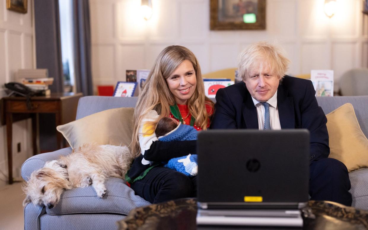 British Prime Minister Boris Johnson and his wife Carrie Johnson, with their daughter Romy - No 10 Downing Street 