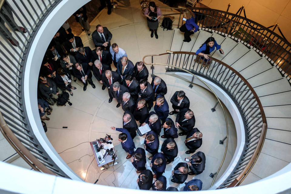 Rep. Matt Gaetz (R-FL) speaks during a press conference alongside House Republicans on Capitol Hill on October 23, 2019 in Washington, DC. The press conference called for transparency regarding the impeachment inquiry into President Donald Trump. (Alex Wroblewski/Getty Images)