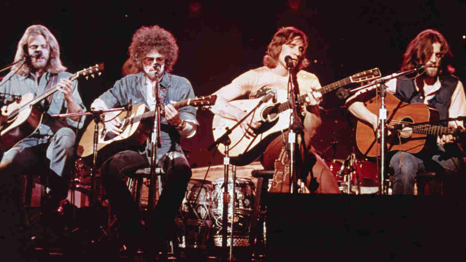 The Eagles playing live onstage in the late 1970s