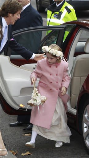 The flower girl arrives