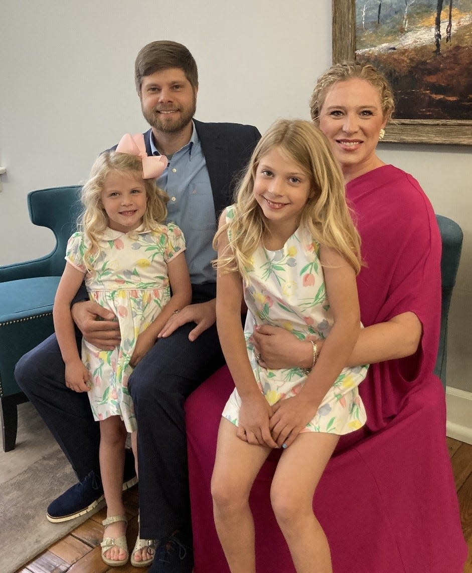 New Savannah Christian athletic director Greg Phillips, with his youngest daughter Lily, and his wife Briana and daughter Kennedy.