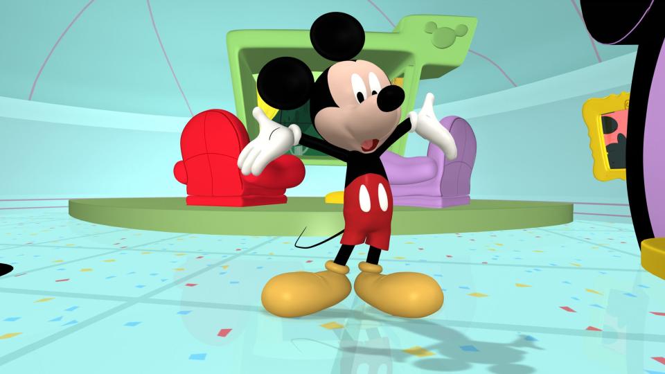 Shown is a still from "Mickey Mouse Clubhouse," a learning-focused series for preschoolers.