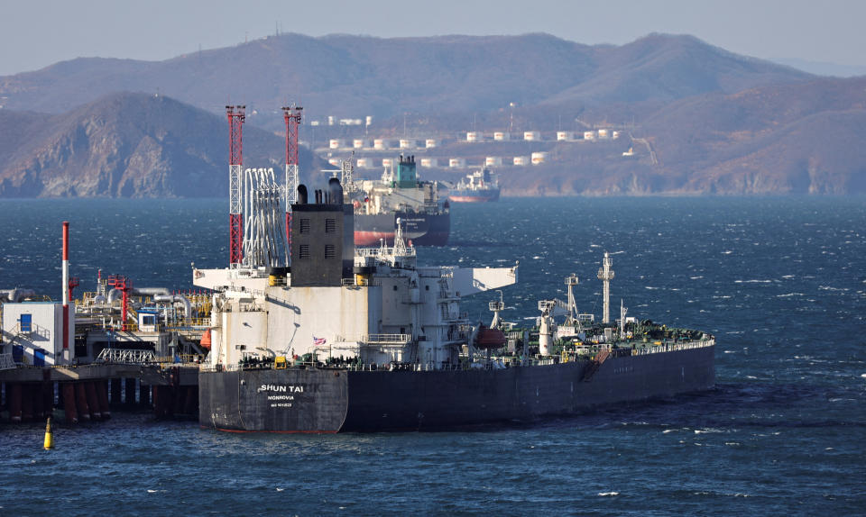 Shun Tai crude oil tanker is seen anchored at the terminal Kozmino in Nakhodka Bay near the port city of Nakhodka, Russia, December 4, 2022. REUTERS/Tatiana Meel     TPX IMAGES OF THE DAY