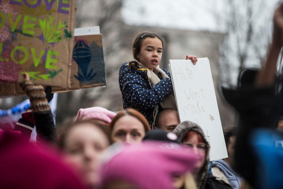 WASHINGTON, DC. - JAN. 21: Organizers put the Women's March on Washington in Washington D.C. on Saturday Jan. 21, 2017. (Photo by Damon Dahlen, Huffington Post)&nbsp;