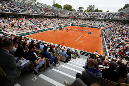 Tennis - French Open - Roland Garros, Paris, France - May 26, 2019 General view of Court Simonne-Mathieu during the first round match between Spain's Garbine Muguruza and Taylor Townsend of the U.S. REUTERS/Vincent Kessler