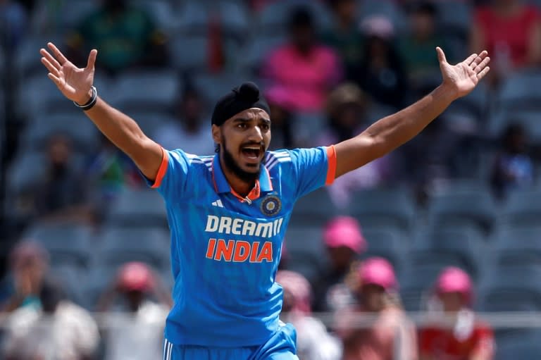 Arshdeep Singh took five for 37 for India in their eight-wicket win over <a class="link " href="https://sports.yahoo.com/soccer/teams/south-africa-women/" data-i13n="sec:content-canvas;subsec:anchor_text;elm:context_link" data-ylk="slk:South Africa;sec:content-canvas;subsec:anchor_text;elm:context_link;itc:0">South Africa</a> at the Wanderers (PHILL MAGAKOE)