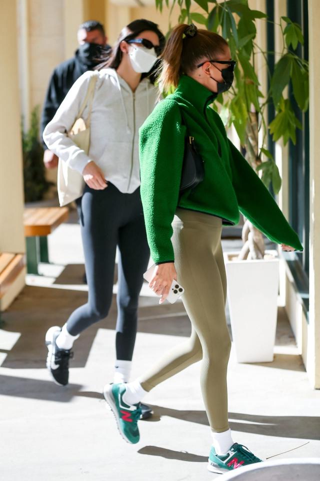 Channel Hailey Bieber's Sporty Style With These Olive Green Leggings