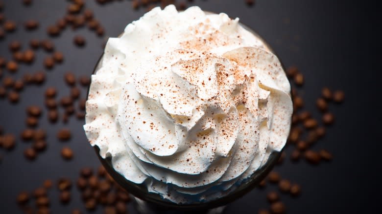 Whipped cream topping viewed from above