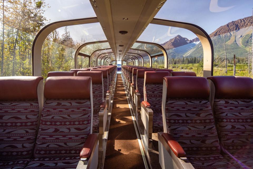 GoldStar service seating on an Alaska Railroad train.