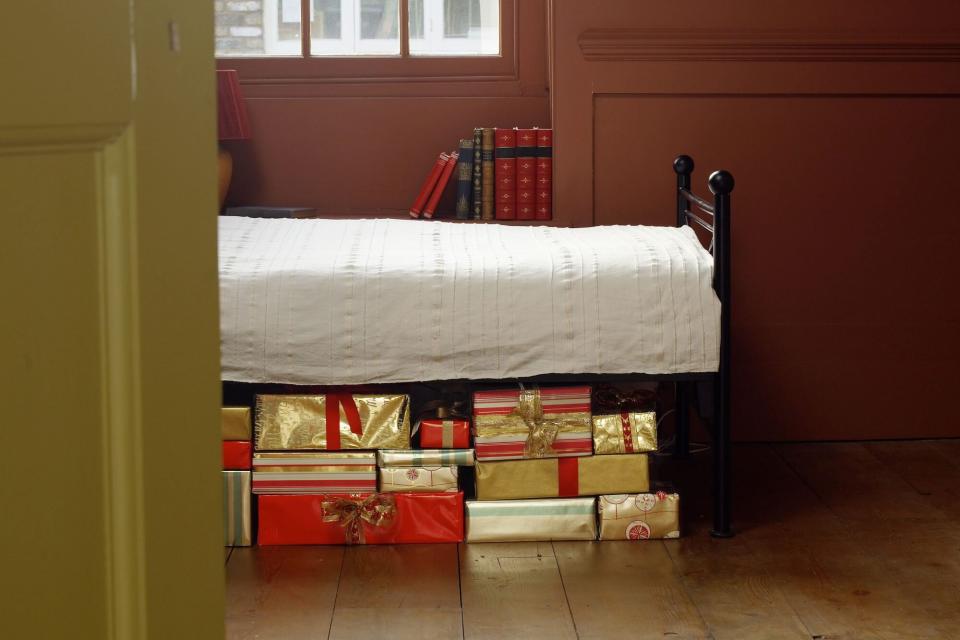 christmas presents under bed
