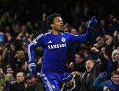 Chelsea's Loic Remy celebrates his goal during their English Premier League soccer match against Manchester City at Stamford Bridge in London January 31, 2015. REUTERS/Dylan Martinez