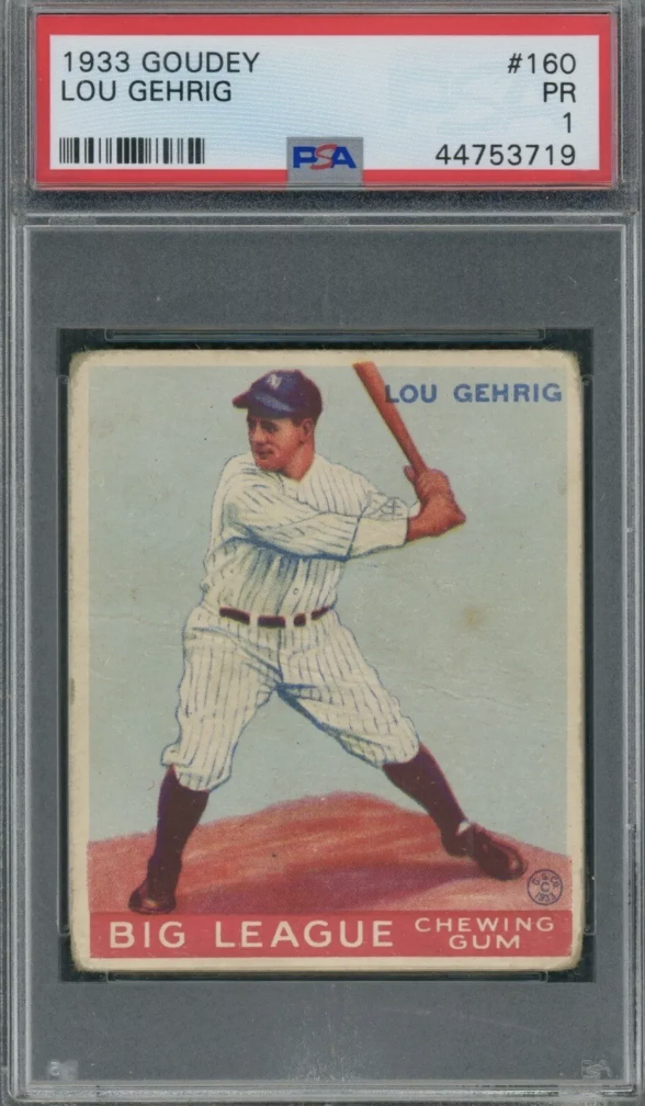 An image of a rare Lou Gehrig card.