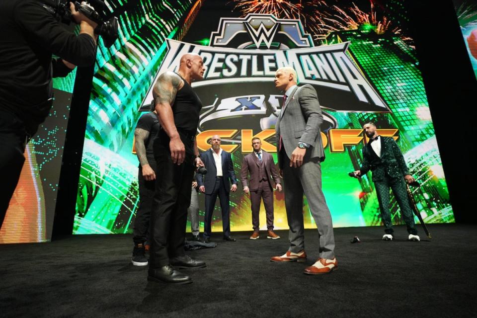 The Rock and Cody Rhodes will meet in a tag-team match, partnering Roman Reigns and Seth Rollins respectively (WWE)