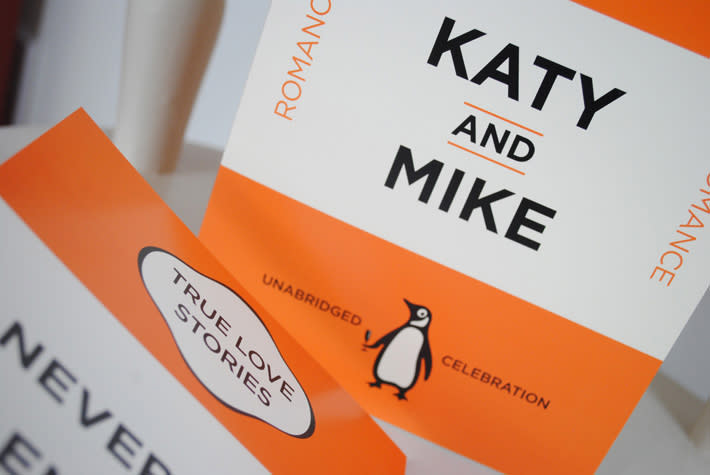 <b>It’s a classic </b><br><br> Katy Lake and Mike Hornsey are marrying this summer in the Lake District. Their invitation is a classic Penguin book cover. <br><br> “I always knew that I didn't want a run of the mill invitation and when looking around nothing really grabbed me,” says Katy. “As an avid reader, I searched online for 'literary wedding invitation' and saw a Penguin book cover, and another search led me to the designer Marty McColgan who had similar designs on his blog and he also made fantastic suggestions. <br><br> Photo courtesy: <a href="http://www.martymccolgan.com/blog/a-country-wedding-book-covers-wedding-invitations/" rel="nofollow noopener" target="_blank" data-ylk="slk:martymccolgan.com;elm:context_link;itc:0;sec:content-canvas" class="link ">martymccolgan.com</a>