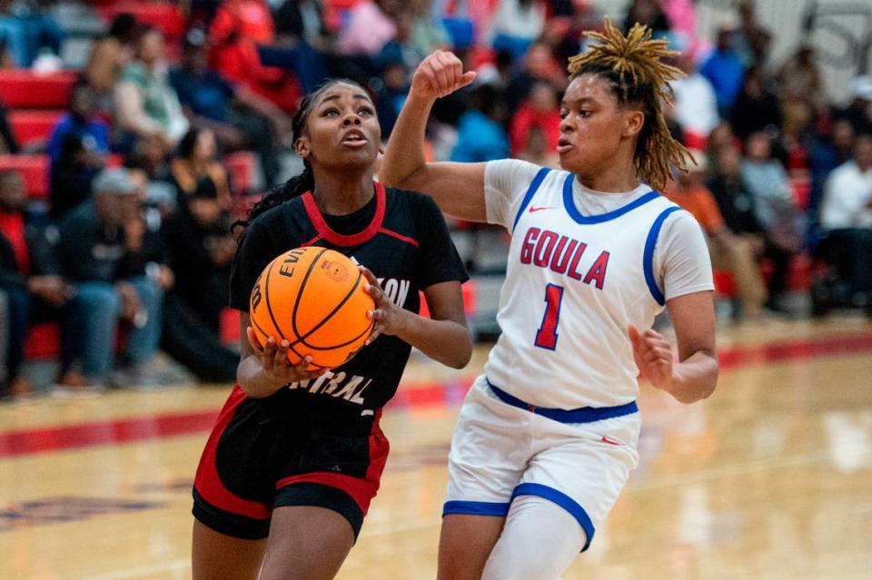 Harrison Central’s Michelle Jackson looks to shoot the ball during a game against Pascagoula at Pascagoula High School on Tuesday, Dec. 5, 2023.