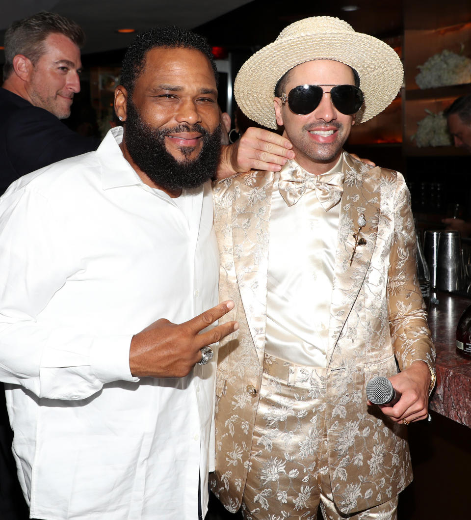 <p>DJ Cassidy celebrates his birthday with pal Anthony Anderson during an intimate dinner party at Herb Alpert's Vibrato in Bel Air on June 27.</p>