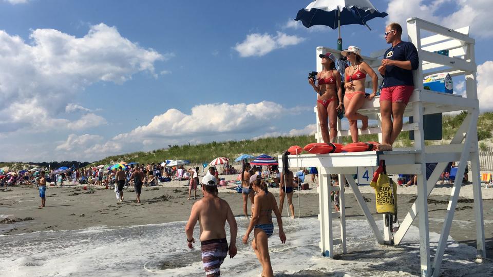 Lifeguards keep watch at Second Beach in Middletown.