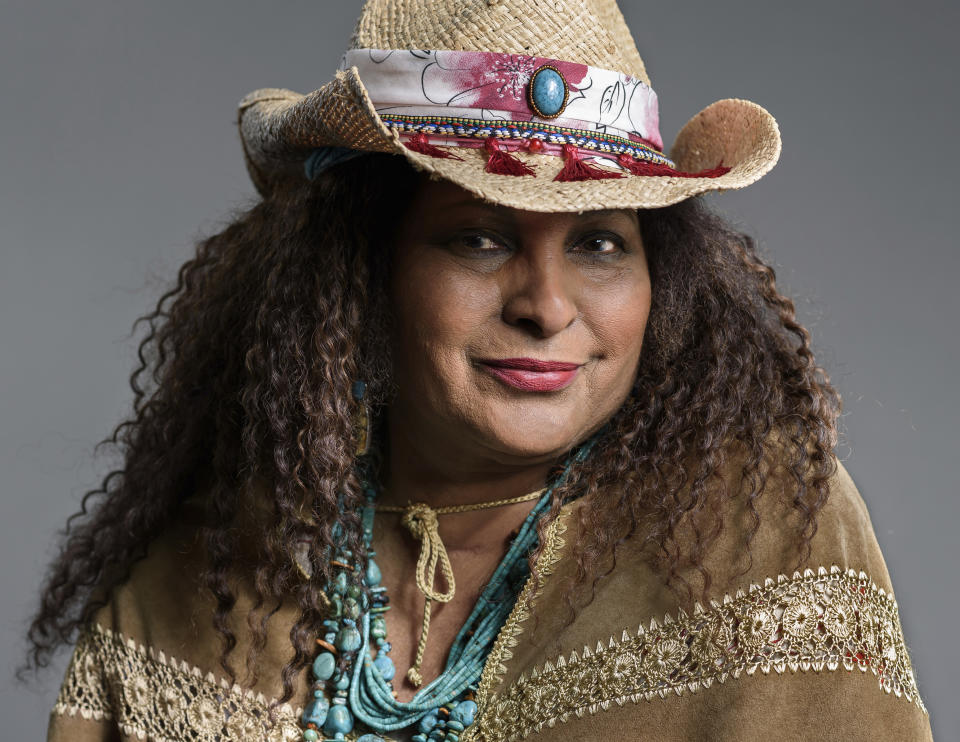 This May 21, 2019 photo shows actress Pam Grier posing in New York to promote her ABC sitcom “Bless This Mess.” (Photo by Christopher Smith/Invision/AP)