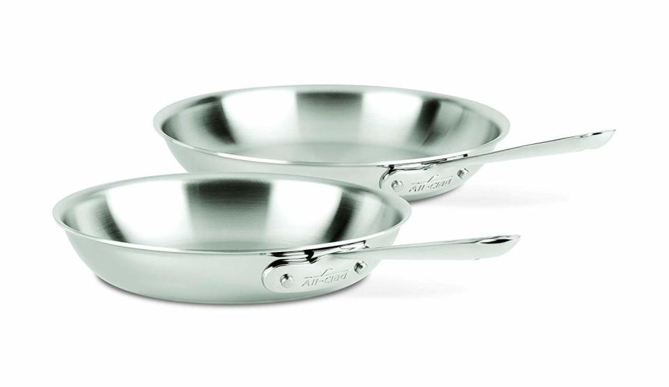 All-Clad D3 Stainless Steel Frying Pan Set, 10 & 12 Inch, Silver. (Photo: Amazon)